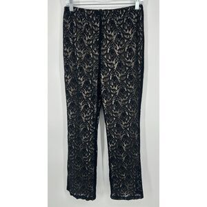 Vintage 90s Y2K Cervelle Black Stretch Lace Overlay Floral Pant Size M
